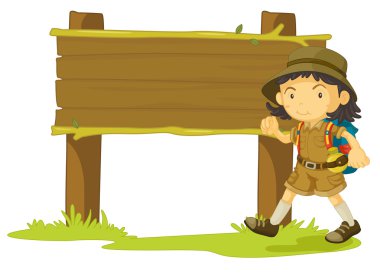 girl scout and sign clipart