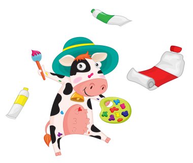 cow painting clipart