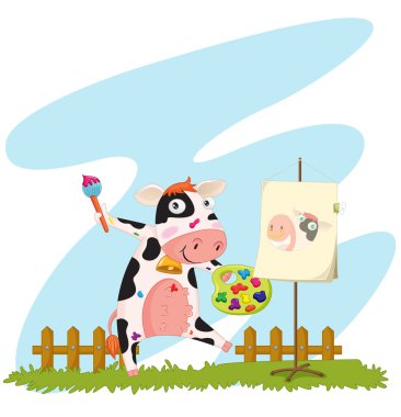 a cow painting clipart