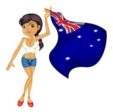 Woman with flag clipart