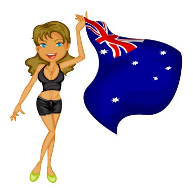 Woman with flag clipart