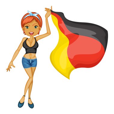 Woman with flag clipart