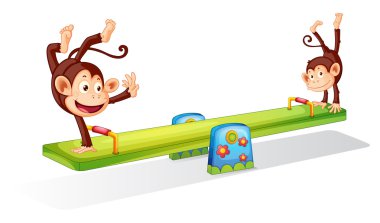 Monkeys on a seesaw clipart