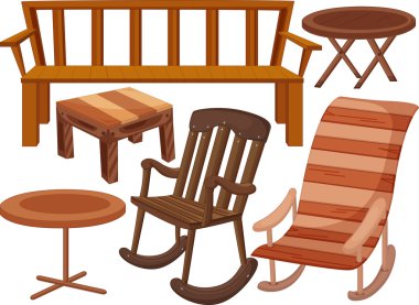 various chairs and tables clipart