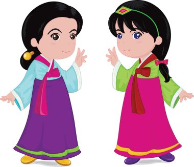 korean girls clipart