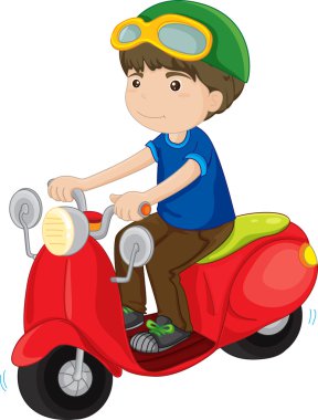 boy riding a scooter clipart