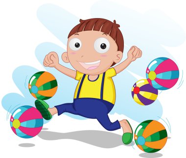child playing balls clipart
