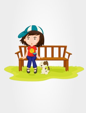 Girl sitting with dog clipart