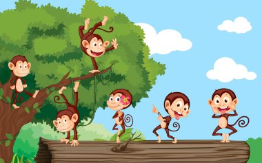 Monkeys in a park clipart