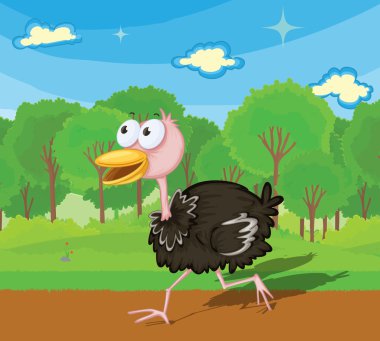 Ostrich running clipart