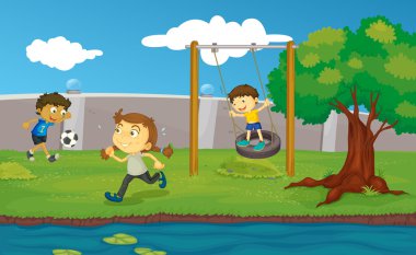 Kids in the park clipart