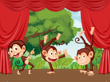 Monkeys on stage clipart