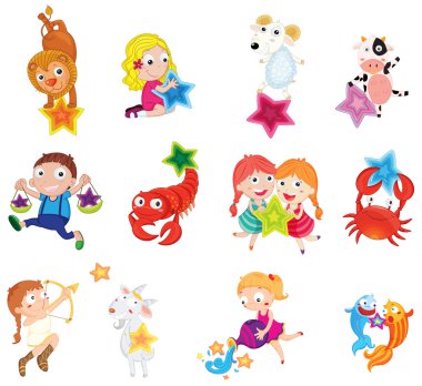 animals and children clipart