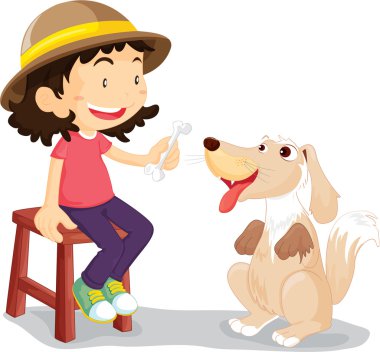 girl with her pet dog clipart