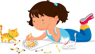 girl drawing clipart