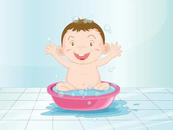 Banyodaki bebek — Stok Vektör