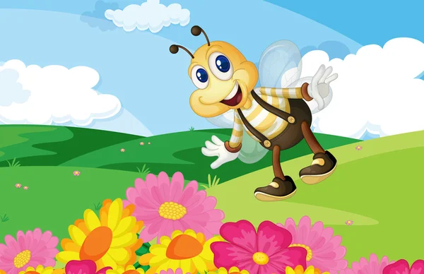 在该字段中的蜜蜂 — 图库矢量图片