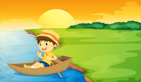 Boy in a boat — Stock Vector