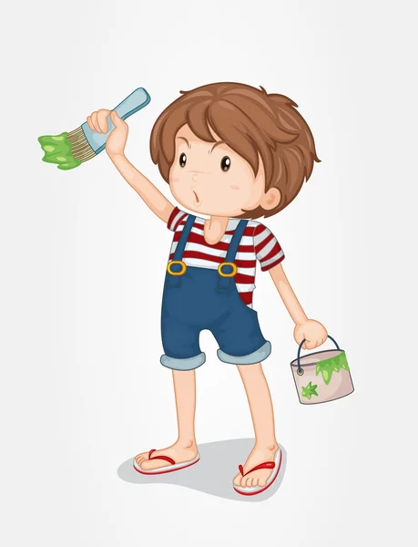 Boy painting — Stock Vector