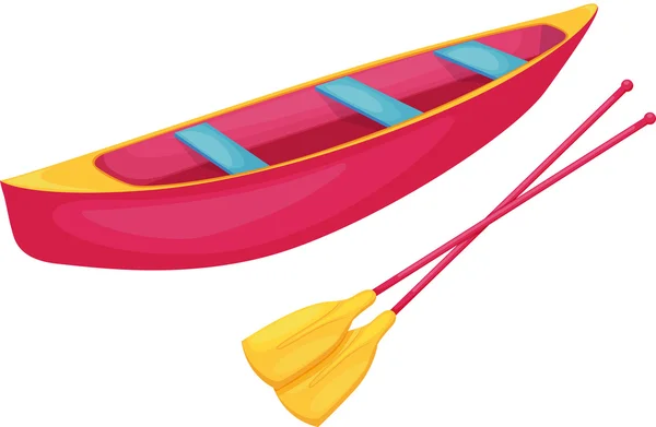 Canoa roja y amarilla — Vector de stock