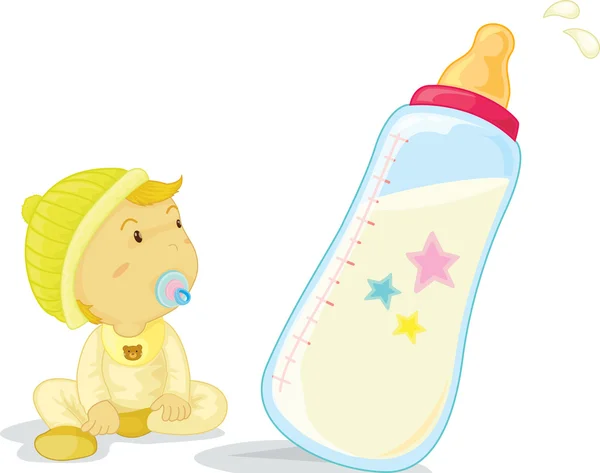 Baby and bottle — Stock Vector