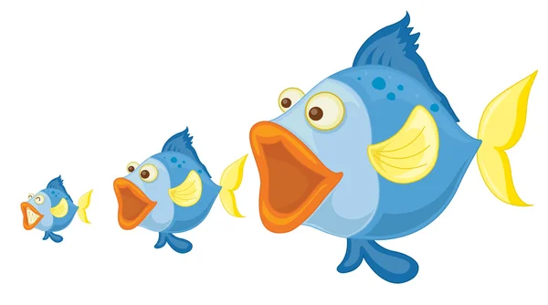 Trois poissons bleus — Image vectorielle