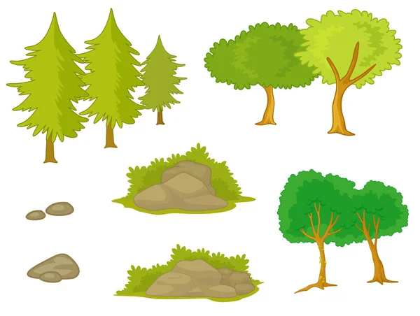 Divers arbres et plantes — Image vectorielle