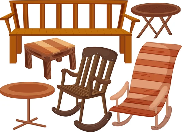各种椅子和桌子 — 图库矢量图片