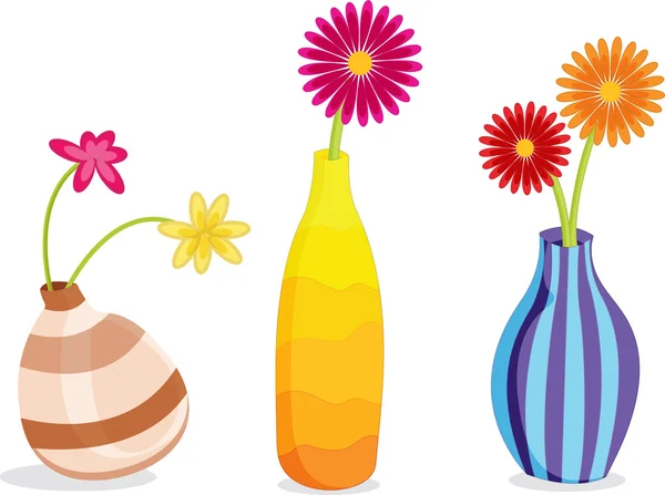 Vases and flowers — Stock Vector