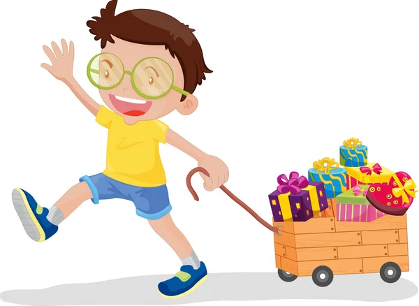 Boy with presents — Stock Vector