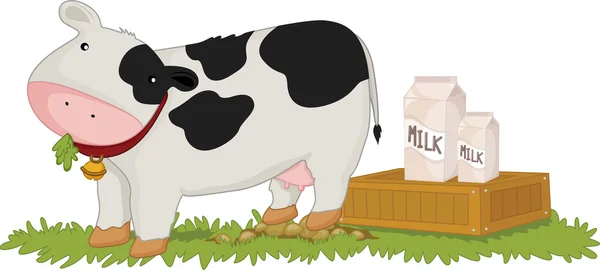 Une vache avec du lait — Image vectorielle
