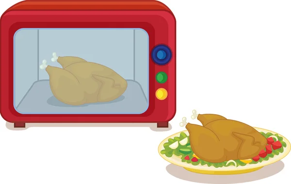 Micro-ondes et poulet — Image vectorielle
