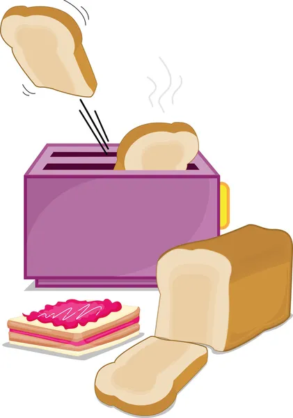 烤面包机和面包 — 图库矢量图片