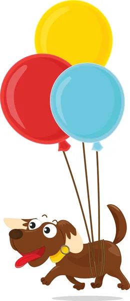 An illustration of a dog with balloons — Stock Vector