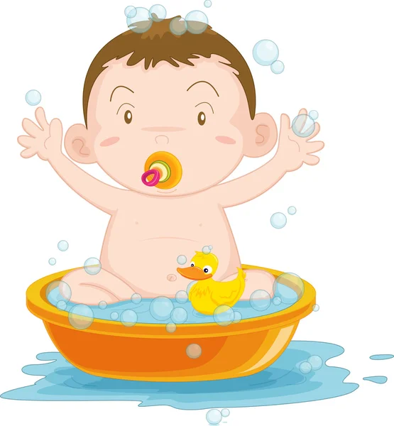 儿童洗澡 — 图库矢量图片