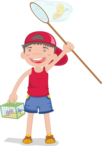 Uma ilustração de um menino de pesca — Vetor de Stock