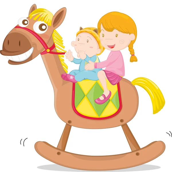 Dziewczyna ujeżdżająca konia — Wektor stockowy