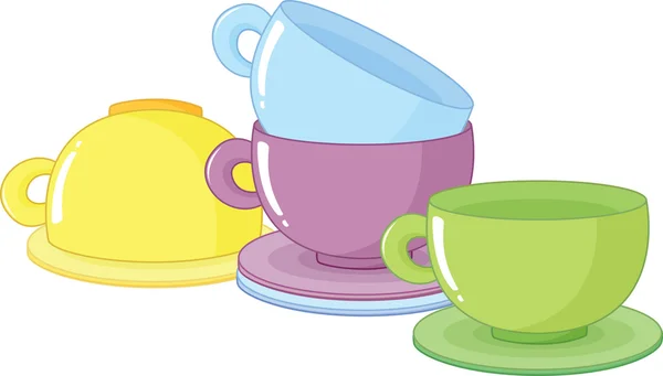 Cups and saucers — Stock Vector