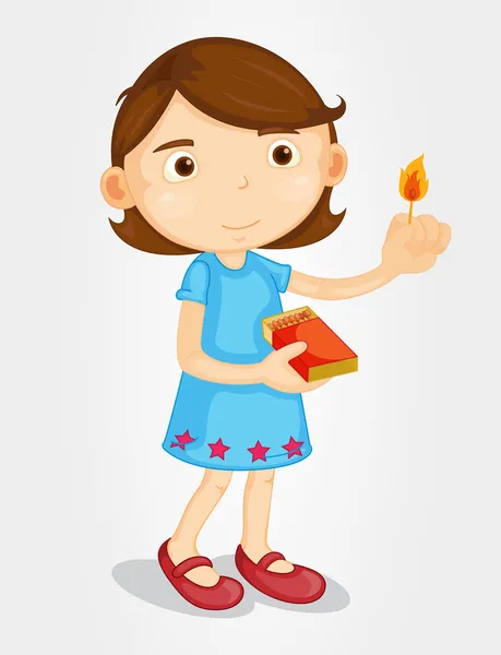 Girl with lighted match — Stock Vector
