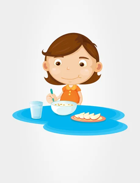 Dziewczyna jedząca śniadanie — Wektor stockowy
