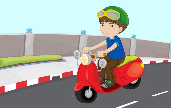 Garçon sur un scooter — Image vectorielle