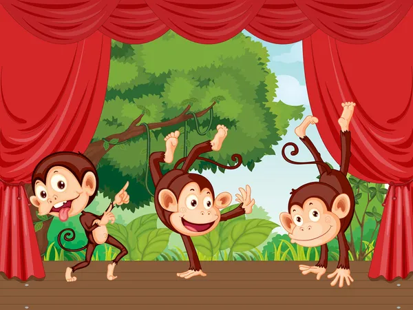 Monos en el escenario — Vector de stock