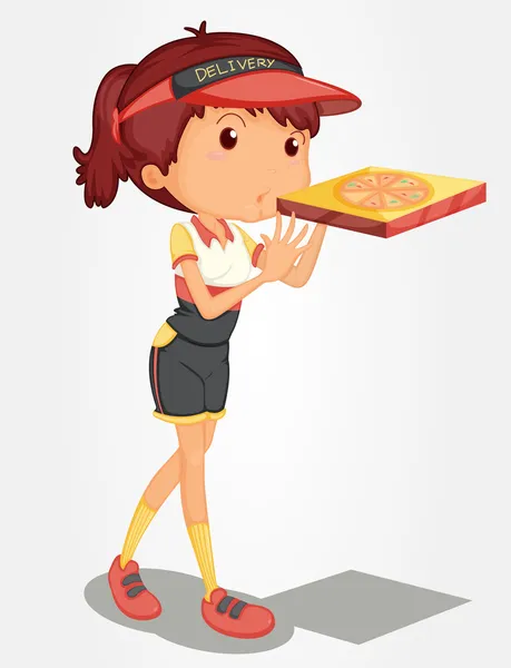 Pizza girl — Stock Vector