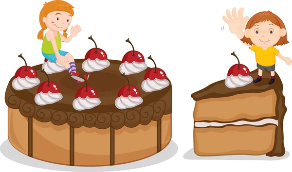 Kinderen en cake — Stockvector