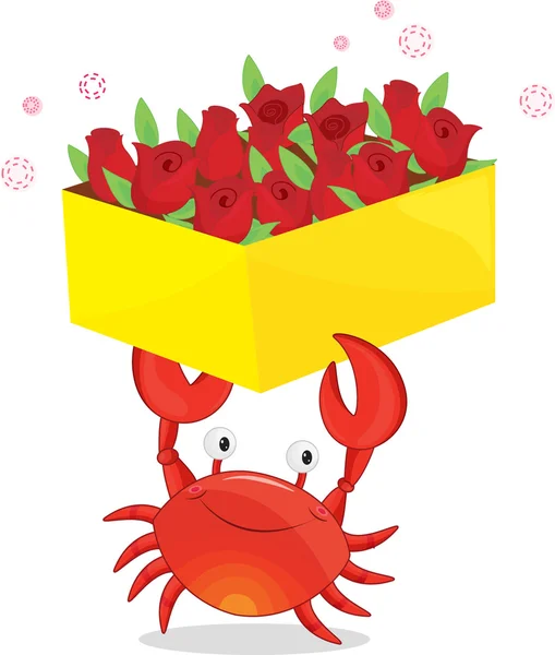 Un cangrejo con flores — Vector de stock