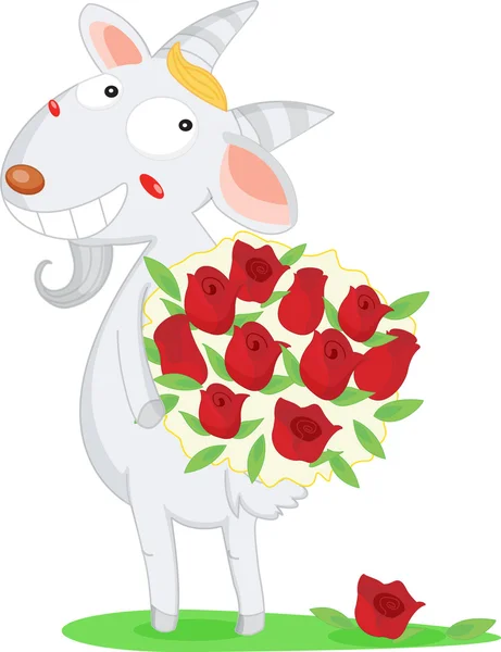 A lamb with roses — Stock Vector