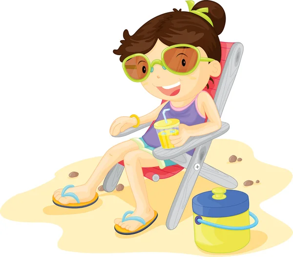 Girl relaxing on the beach — Stock Vector