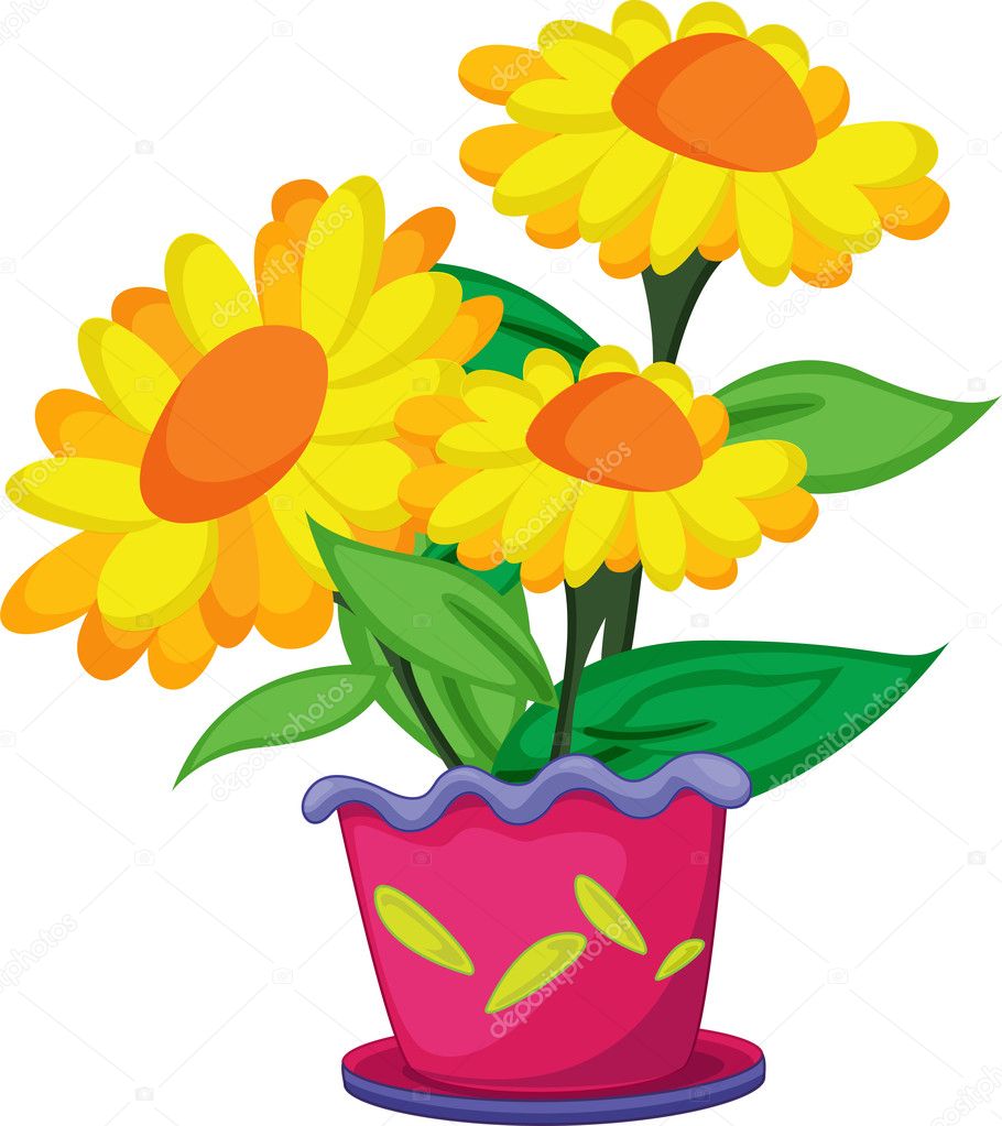 Flowers In A Pot Stock Vector Image By C Interactimages