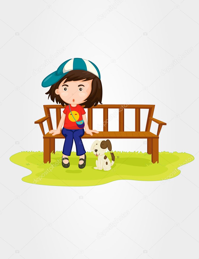 Girl sitting with dog