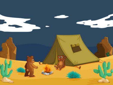 Bears camping clipart